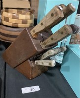 Knife Block W/Old Homestead, Asst. knives.