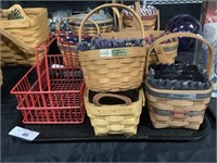 4 Longaberger Baskets, Wire Basket Caddy.