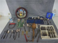 SILVERWARE,COLLECTOR PLATE,CAN OPENERS,ETC