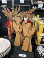 Handmade Wooden Reindeer Planters, Angels.