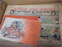 1930's calendar, 40's newspaper