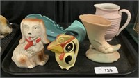 Vintage Pottery Vase, Pitcher, Creamer, Ashtray.