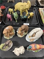 Glazed Ceramic Elephants & Homco Figurines.