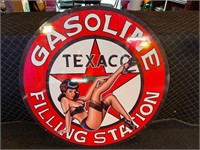 3ft Round Metal Texaco Filling Station Sign
