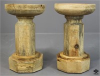 Pair of Wood Candle Holders