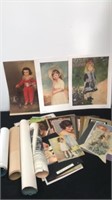 Group of vintage looking pictures, post cards and