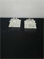 Two Crystal Lotus candle holders