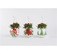 Holiday Memories Holiday Glass Ornaments Set of 3