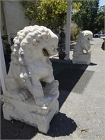 Pair Chinese Marble Palace Foo Dogs -