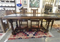 Spanish Colonial Trestle table with glass top