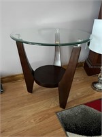 PAIR OF GLASS END TABLE - RETRO LOOK