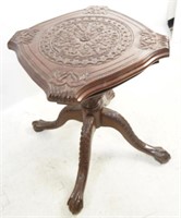 A highly Carved Mahogany pedestal table