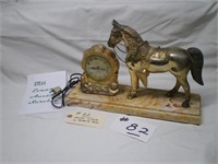 Horse Clock on Base, Cast Metal
