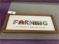 Framed "Farming" needlepoint picture