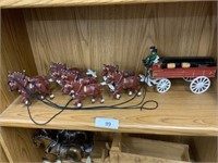 8 Clydesdales w/buckboard & drivers, cast iron