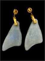 Acrylic Faux Sea Glass Clip Earrings 1960 4"