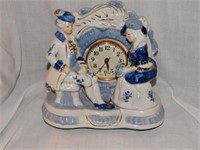 Blue & white victorian clock 7"H (battery)