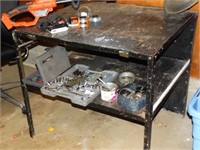 Metal shop table (NO CONTENTS) 36"W x 30"D