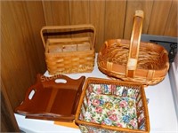 Assorted baskets & wood box