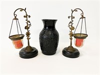 Vintage Glass Vase + Mantle Candle Votives
