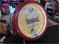 19” Round Bushnell Neon Sign/Clock