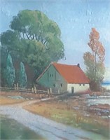 Glatthaar Signed Landscape With Barn And Lake 13