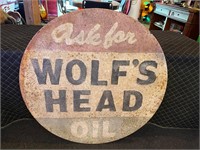 3ft 3” Round Metal Wolfs Head Sign