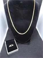 Gold Plated Sterling Silver Ring & Necklace