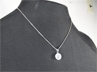 Sterling Silver Rhinestone Pendant Necklace