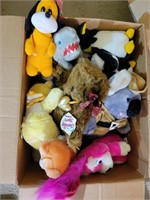 Box full of Stuffed Animals with Tags