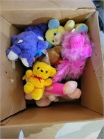 Box Full of Stuffed Animals with tags
