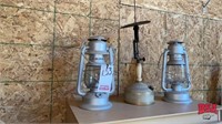 2 Barn or Railroad Lanterns & 1 Antique Kerosene