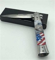 US Flag and Eagle Automatic Switch Blade Knife
