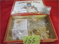 Tobbaco cigar box with quantity of jewlery