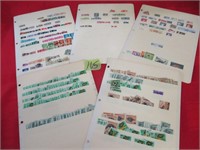 5 Pages international stamps Good cond
