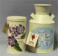 Two "Piper's" Painted Tin Containers