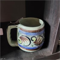 1970's Tonala Pottery Mug Mexico Signed CAT