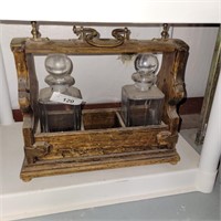 Vintage Wood Tantalus Cabinet Missing 1 Decanter