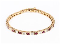 Jewelry 14kt Yellow Gold Ruby & Diamond Bracelet