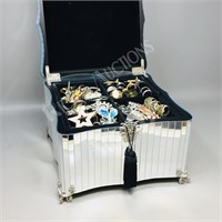 mirrored jewelry box w/ contents