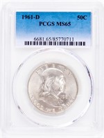 Coin 1961-D Ben Franklin Half Dollar,PCGS-MS65