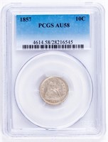 Coin 1857 Seated Liberty Dime, PCGS-AU58