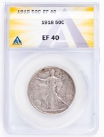 Coin 1918 Walking Liberty Half Dollar,ANACS-EF40