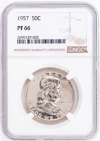 Coin 1957 Ben Franklin Half Dollar Proof,NGC-PF66
