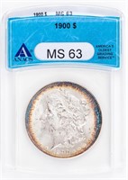 Coin 1900 Morgan Silver Dollar,ANACS-MS63