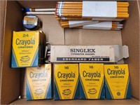 Crayons, pencils, typewriter erasers