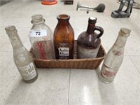 Basket with bottles, Choc-ola, Pepsi, Milk
