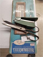 Indoor/outdoor Thermometer, Scissors, Stapler