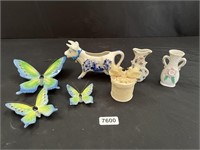 Blue Delft Cow Creamer, Ceramic Butterflies, More