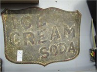 Vintage Ice Cream Soda Sign 19.5"X24"